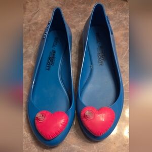 Melissa Blue Flats with Pink Accents